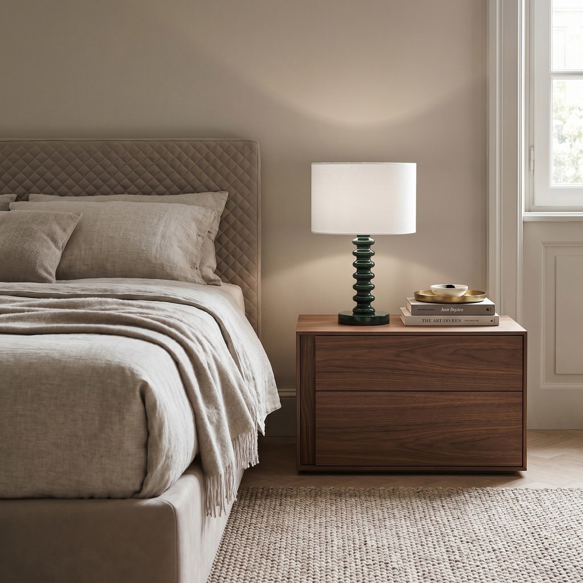 Lampada da Tavolo Velluto Bianco e Metallo | Mondialshop