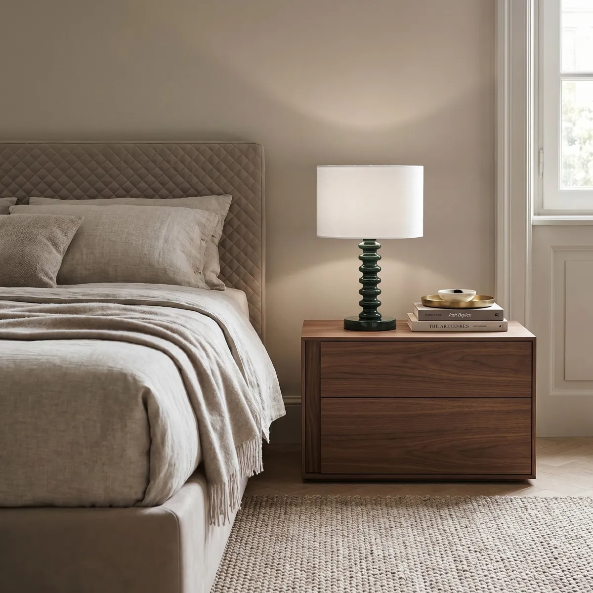 Lampe de table en velours blanc et métal | Mondialshop