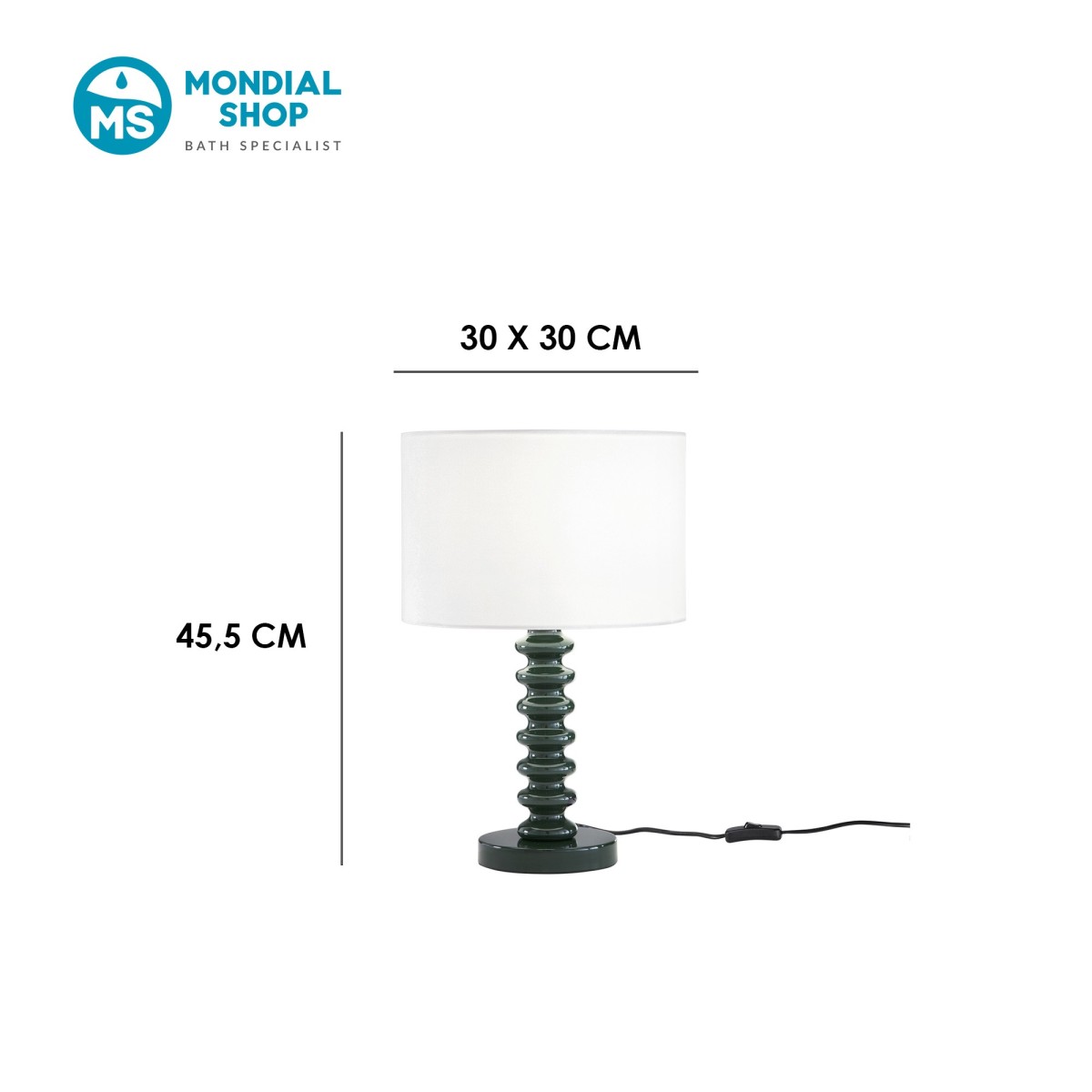 Lampada da Tavolo Velluto Bianco e Metallo | Mondialshop