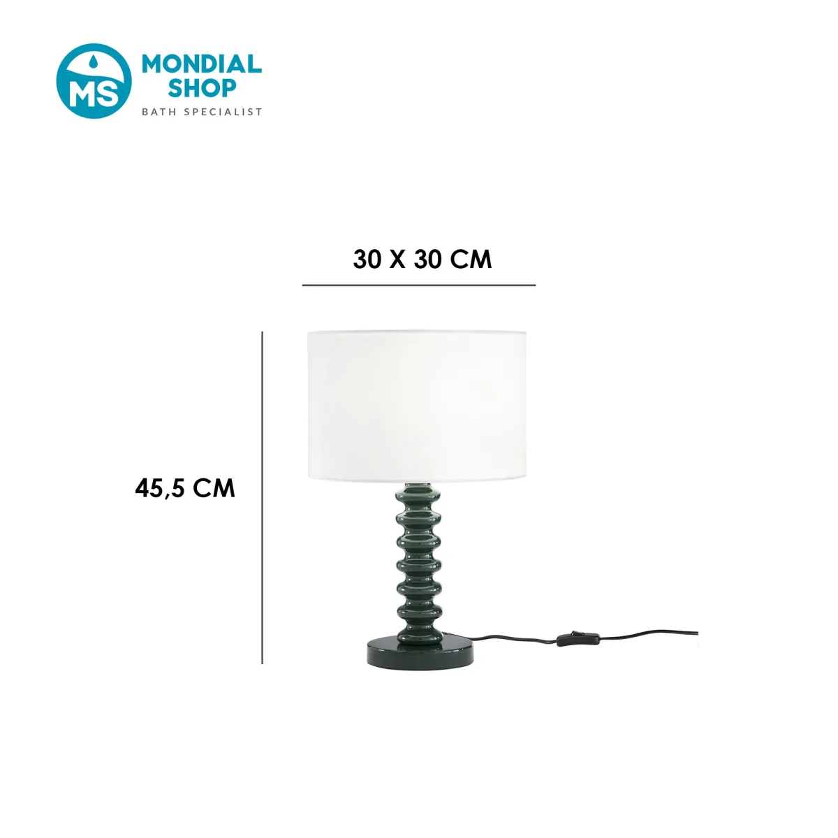 Lampada da Tavolo Velluto Bianco e Metallo | Mondialshop