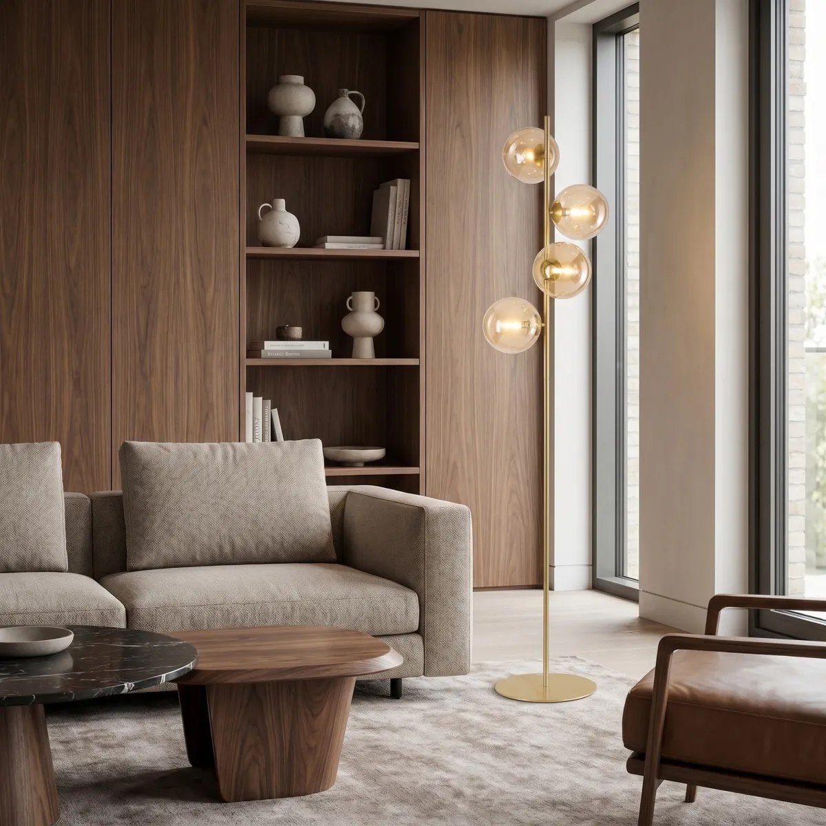 Lampadaire moderne 4xG9 au design géométrique | Mondialshop