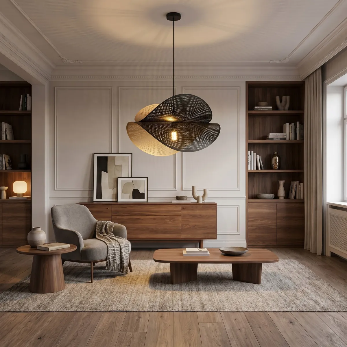 Schwarze und goldene Pendelleuchte | Mondialshop