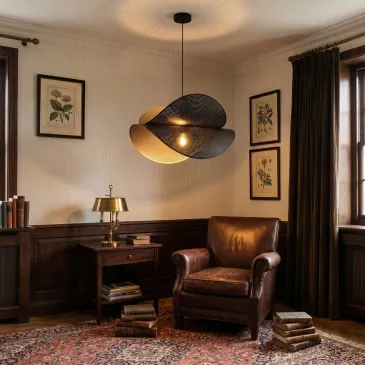 Sospensione moderna Struttura nera con Interno oro Doppio diffusore scenografico 1XE27