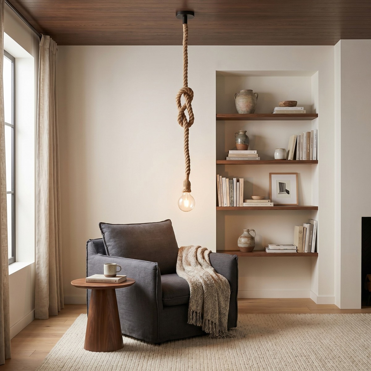Lampe en corde de chanvre | Mondialshop