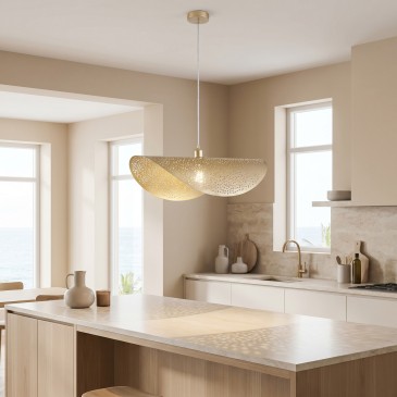 Lampadario a Sospensione Color Oro 1XE27 60x33CM Cavo 150CM