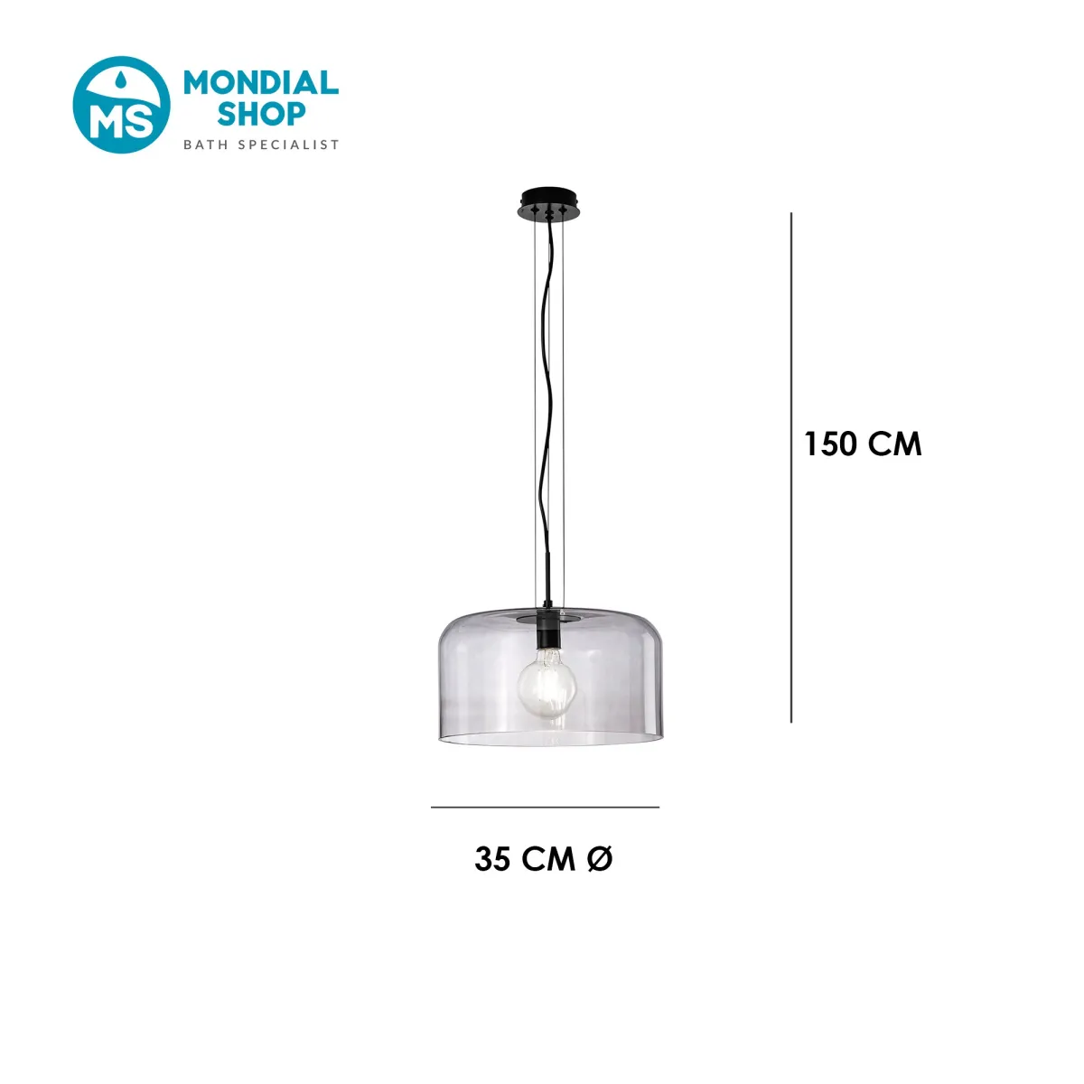 Lampada a Sospensione in Vetro E27 | Mondialshop