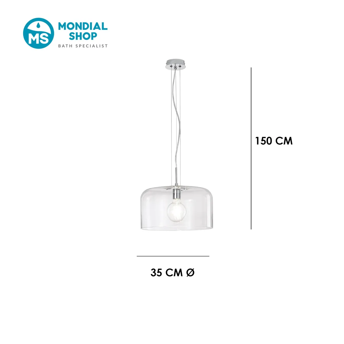Lampada a Sospensione in Vetro E27 | Mondialshop
