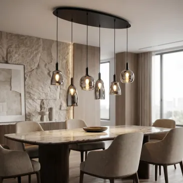 Lustre moderne en verre 6xE14 | Mondialshop