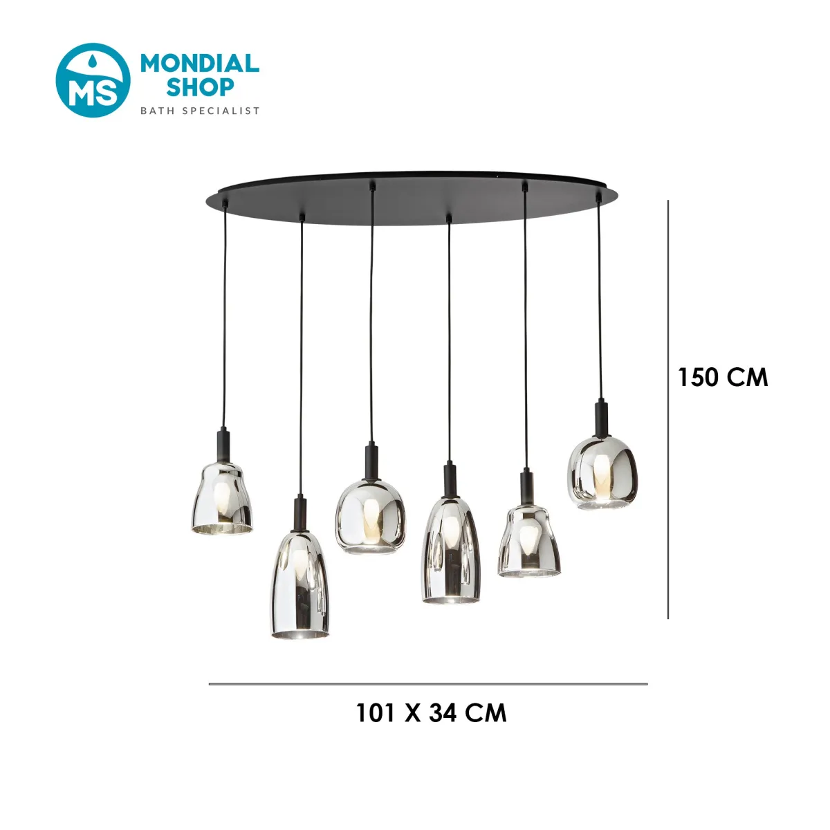 Lampadario Moderno Vetro 6xE14 | Mondialshop