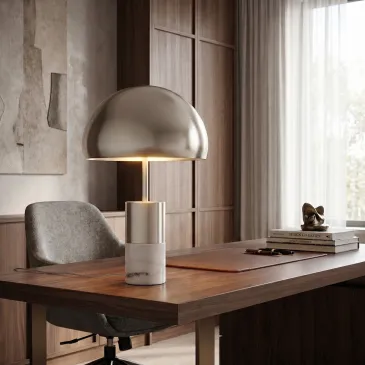 Lampe de table dorée ou nickelée 2xE14 | Mondialshop