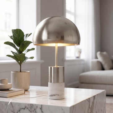Lampe de table dorée ou nickelée 2xE14 | Mondialshop