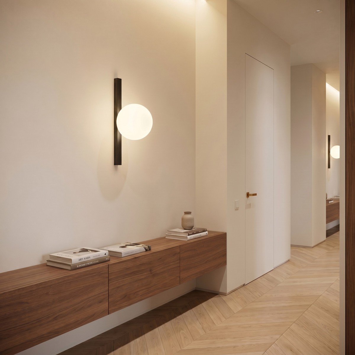 Schwarze oder goldene Wandleuchte mit Opal-Diffusor |...