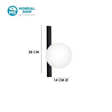 Applique murale noire ou dorée avec diffuseur opale | Mondialshop