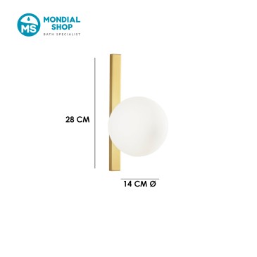 Schwarze oder goldene Wandleuchte mit Opal-Diffusor | Mondialshop