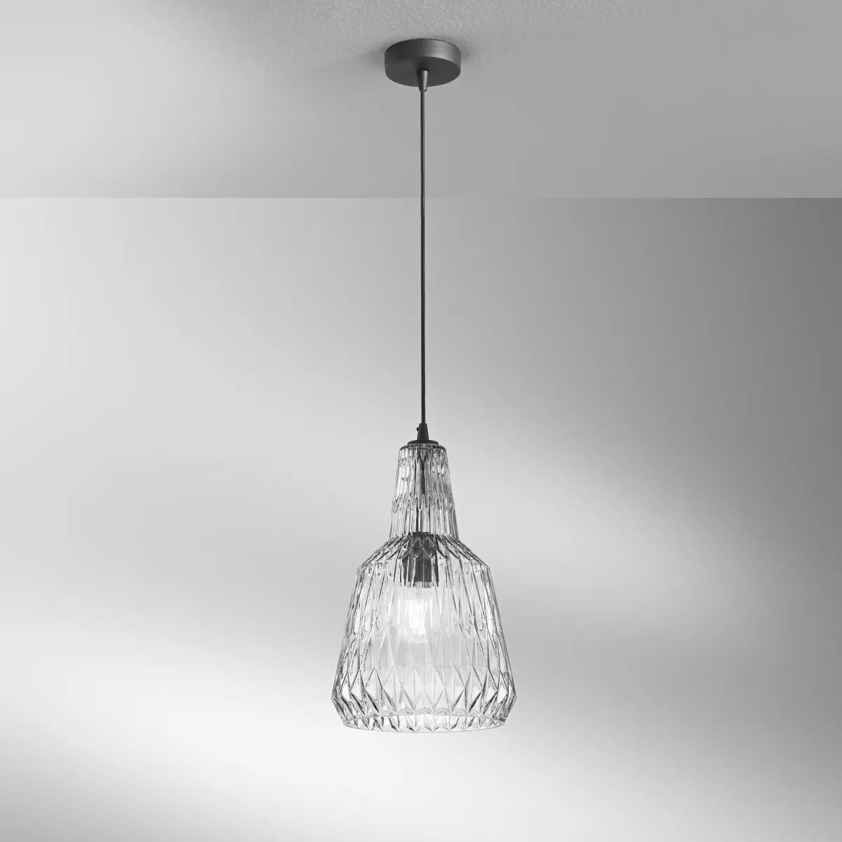 Facettierte Glas-Pendelleuchte, 1xE27 | Mondialshop