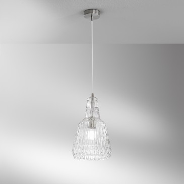 Suspension en verre facetté, 1 x E27 | Mondialshop
