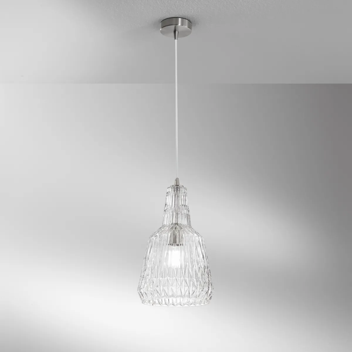 Suspension en verre facetté, 1 x E27 | Mondialshop