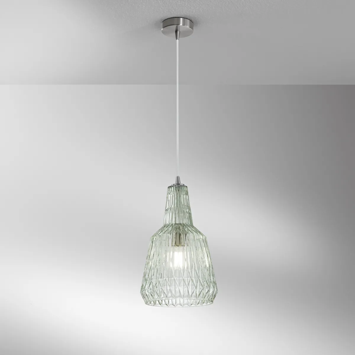 Suspension en verre facetté, 1 x E27 | Mondialshop