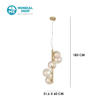 5XG9 Pendelleuchte aus Messing oder Schwarz | Mondialshop