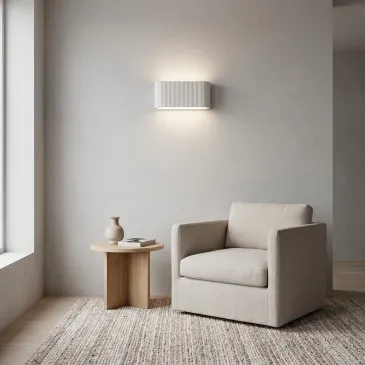 Applique murale moderne en plâtre blanc avec 2 ampoules R7S | Mondialshop