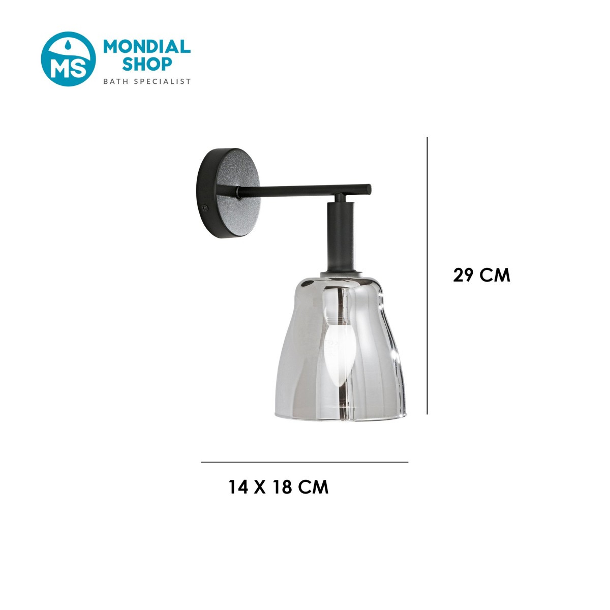 Applique noire style minimal 1xE14 | Mondialshop