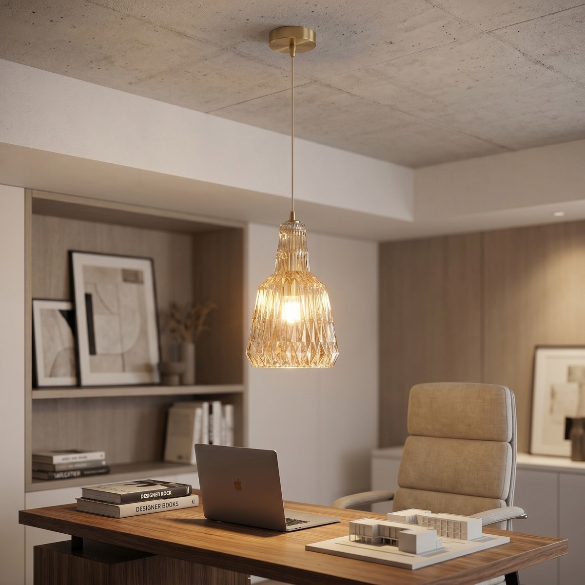 Suspension en verre facetté, 1 x E27 | Mondialshop
