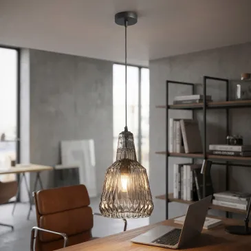 Suspension en verre facetté, 1 x E27 | Mondialshop