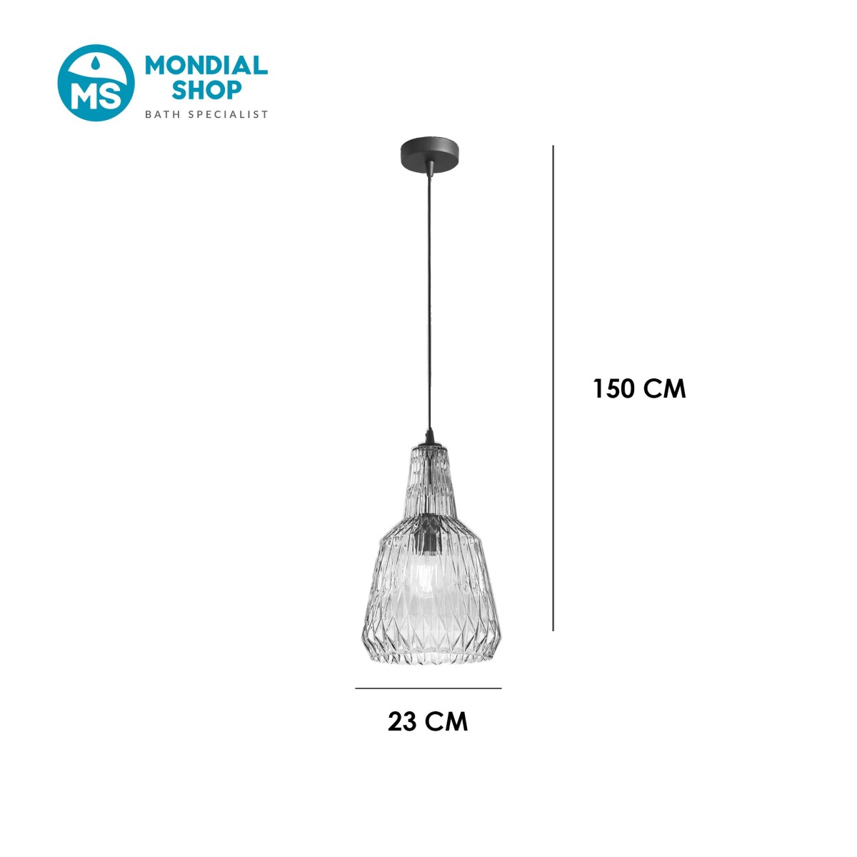 Facettierte Glas-Pendelleuchte, 1xE27 | Mondialshop