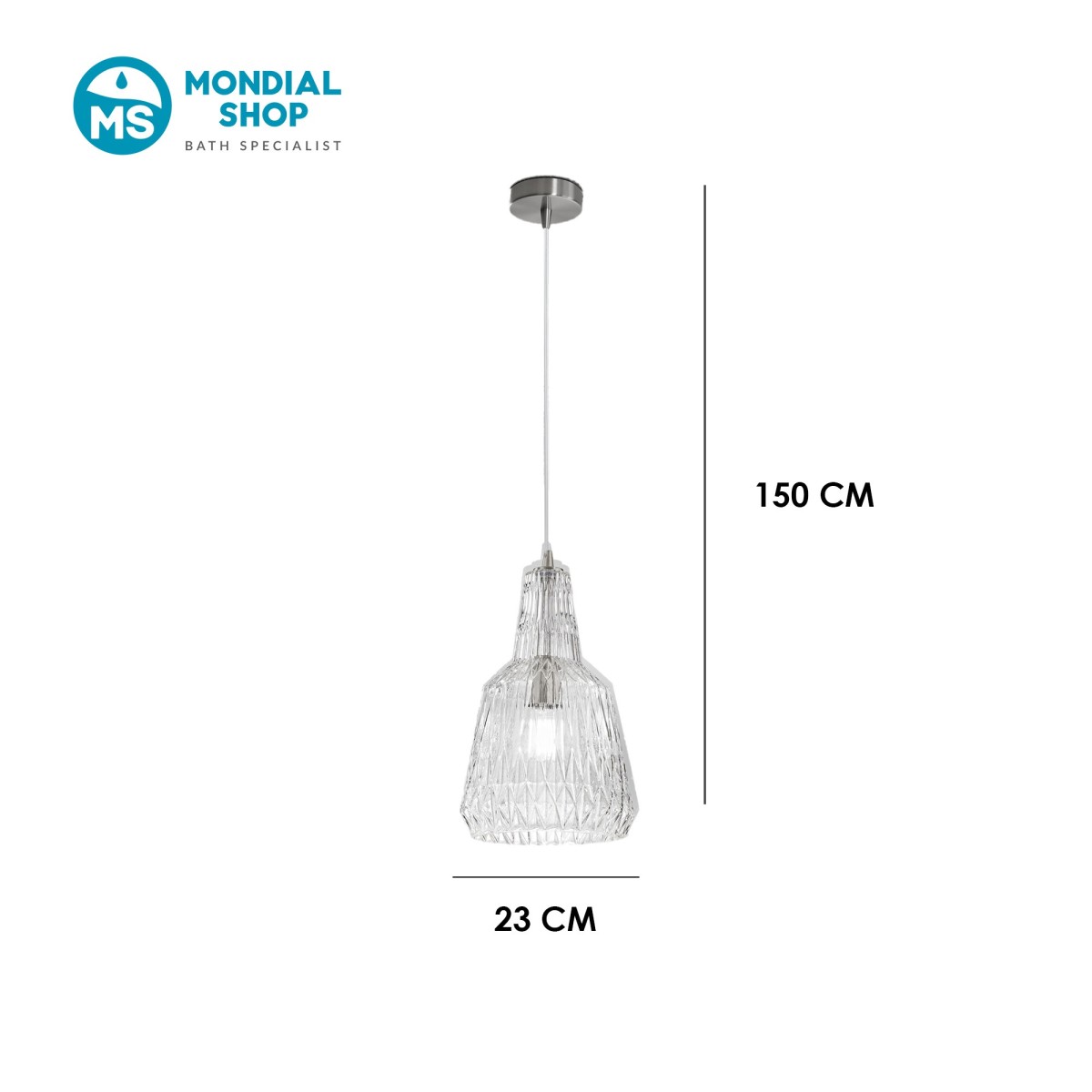 Sospensione Vetro Sfaccettato 1xE27 | Mondialshop