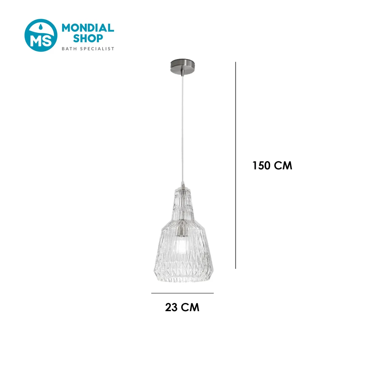 Sospensione Vetro Sfaccettato 1xE27 | Mondialshop