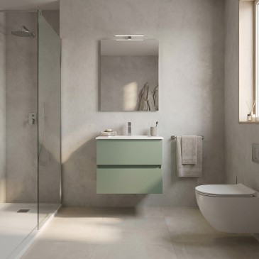 Mobile bagno sospeso Specchio e Lampada - Salvia 60 80 100 Krea