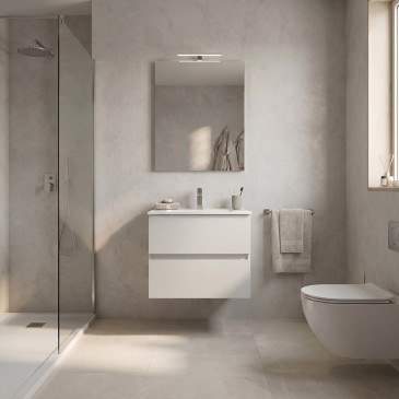 Mobile Bagno sospeso Specchio e Lampada - Bianco 60 80 100 Krea