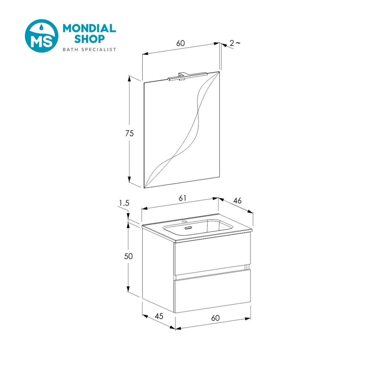 Mobile bagno sospeso verde salvia cannettato specchio e...