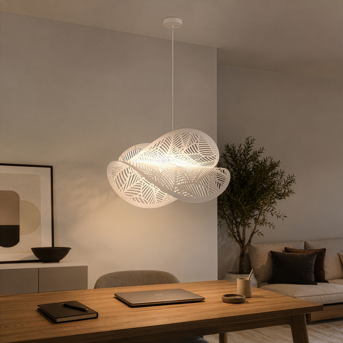 Sospensione Design Foglia Bianca 1xE27 | Mondialshop
