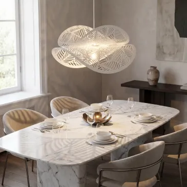 Suspension à motif de feuille blanche, 1 x E27 | Mondialshop