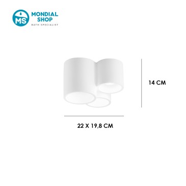 Plafoniera Gesso Verniciabile 3xGU10 | Mondialshop