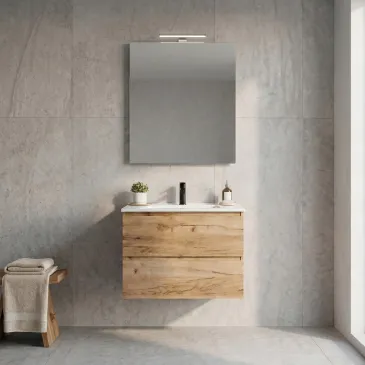 Mobile bagno sospeso rovere alba 60 80 100 con specchio CAIRO