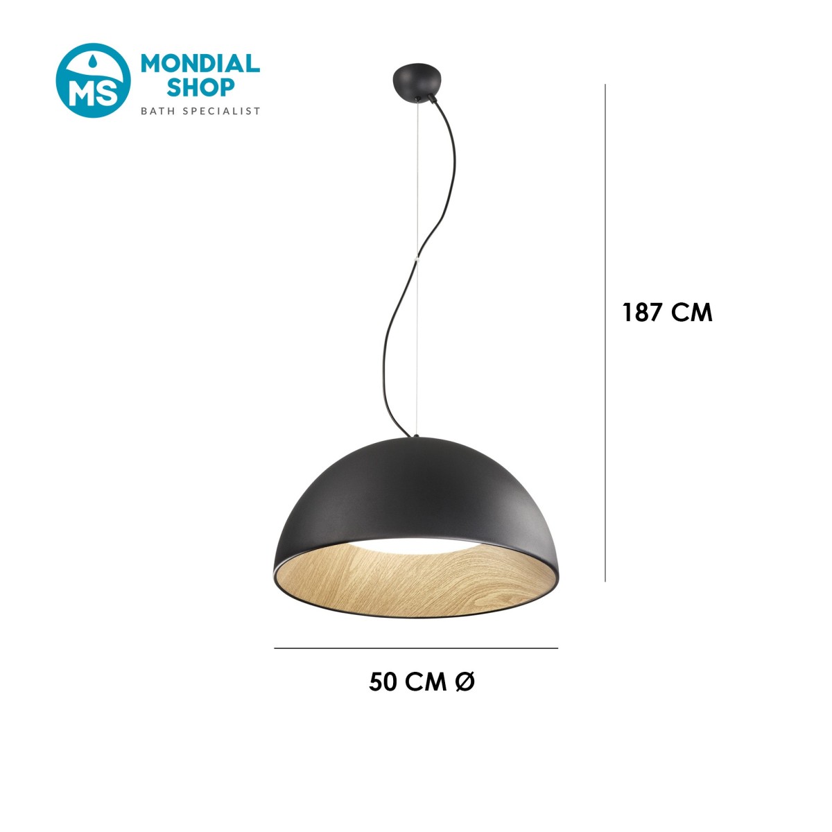 Suspension LED circulaire dorée ou noire | Mondialshop