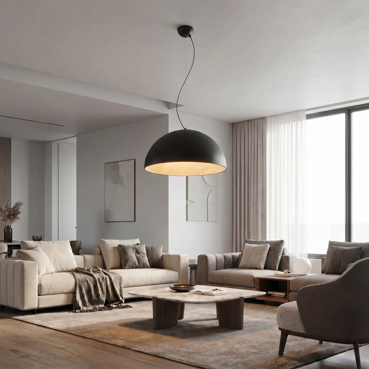 Suspension LED circulaire dorée ou noire | Mondialshop