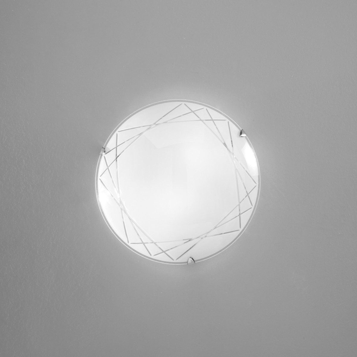 Runde Glas-Deckenleuchte mit geometrischem Dekor |...
