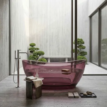 SINFONIA 170x78 freistehende Badewanne aus durchscheinendem Burgunderrot