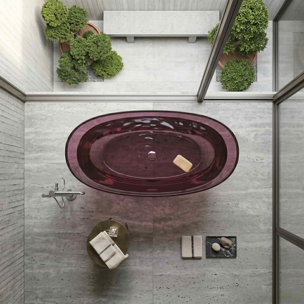 Vasca free standing traslucida bordeaux 170x78 SINFONIA