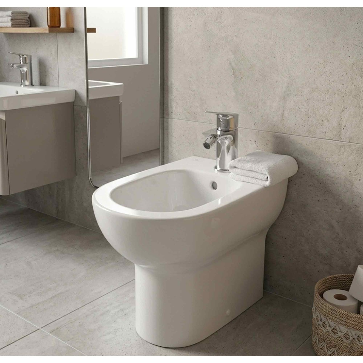 MIO Chrome Bidet-Armatur mit Ablaufgarnitur –...