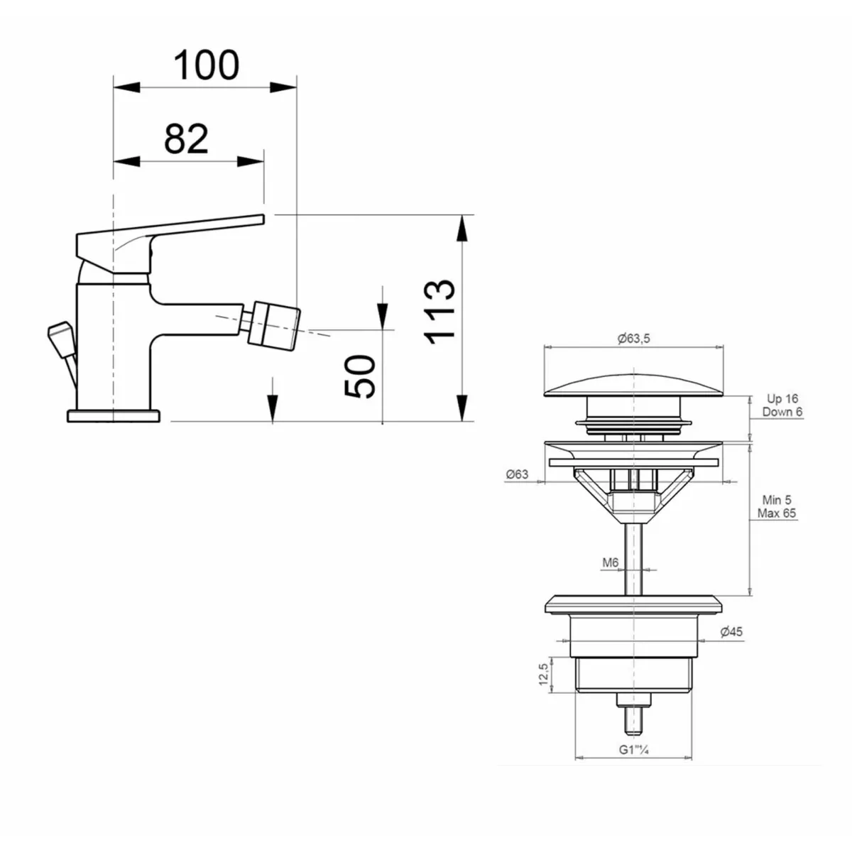 Funky verchromter 1-Hebel-Bidetmischer