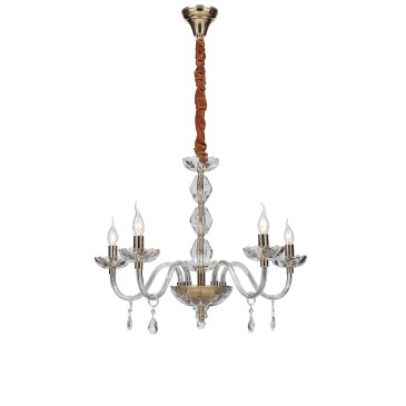 Lustre glamour en cristal et chrome poli 5XE14, idéal pour les chambres et les salons.