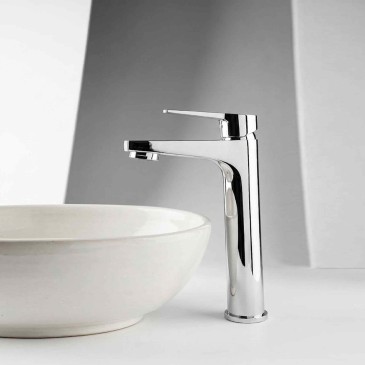 Robinet à bec haut pour vasque à poser, chromé, SERIE MIO