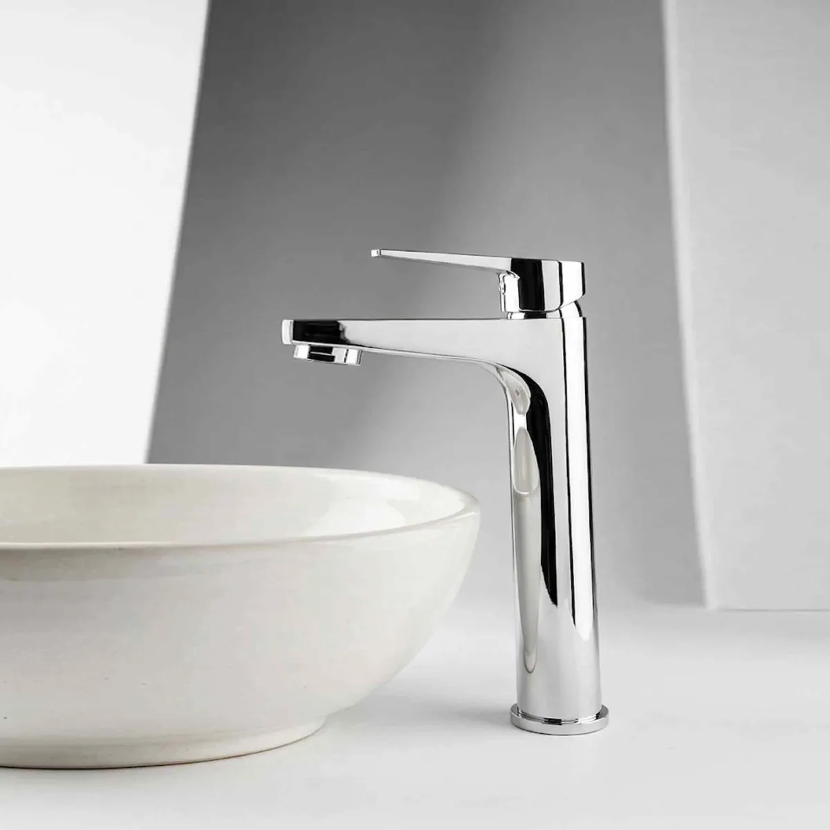Hochauslauf-Armatur für Aufsatzwaschbecken, Chrom, SERIE MIO