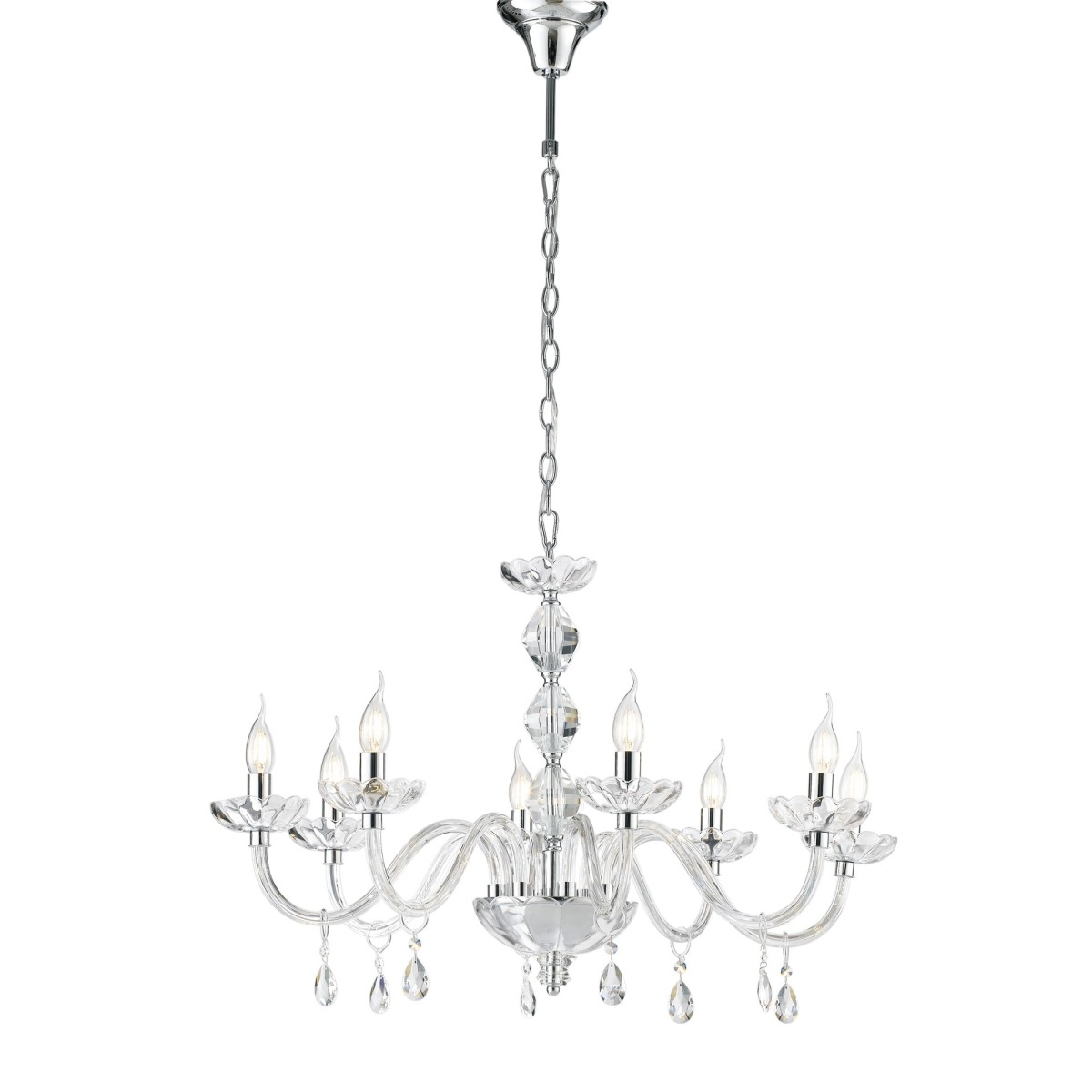 Kristalllüster in Chrom oder Gold, 8xE14 | Mondialshop