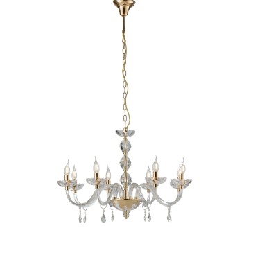 Lustre en cristal chromé ou doré 8xE14 | Mondialshop