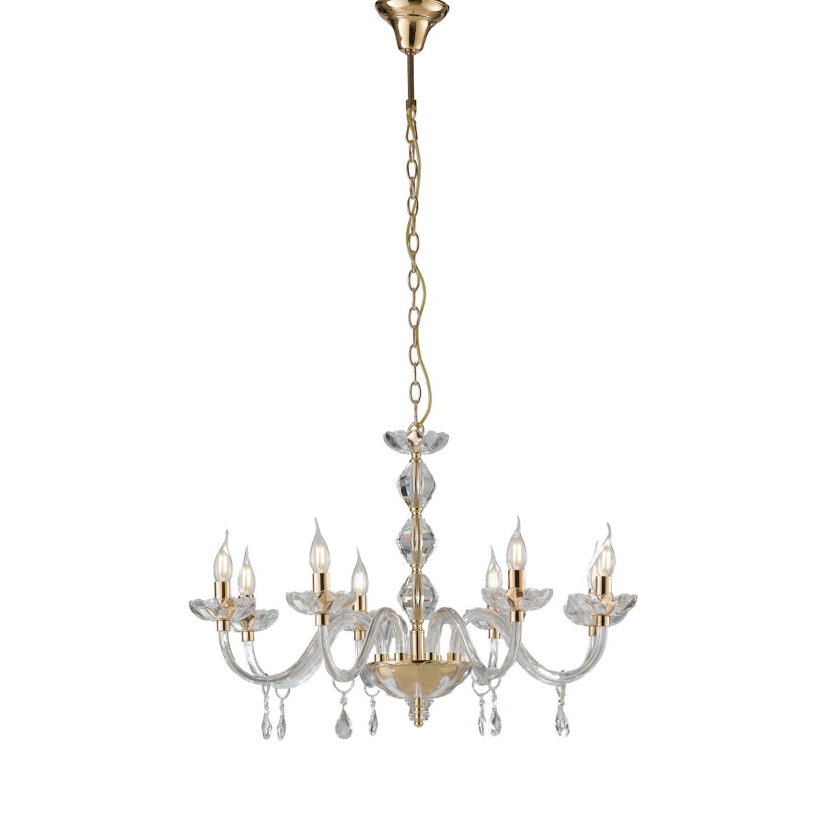 Kristalllüster in Chrom oder Gold, 8xE14 | Mondialshop